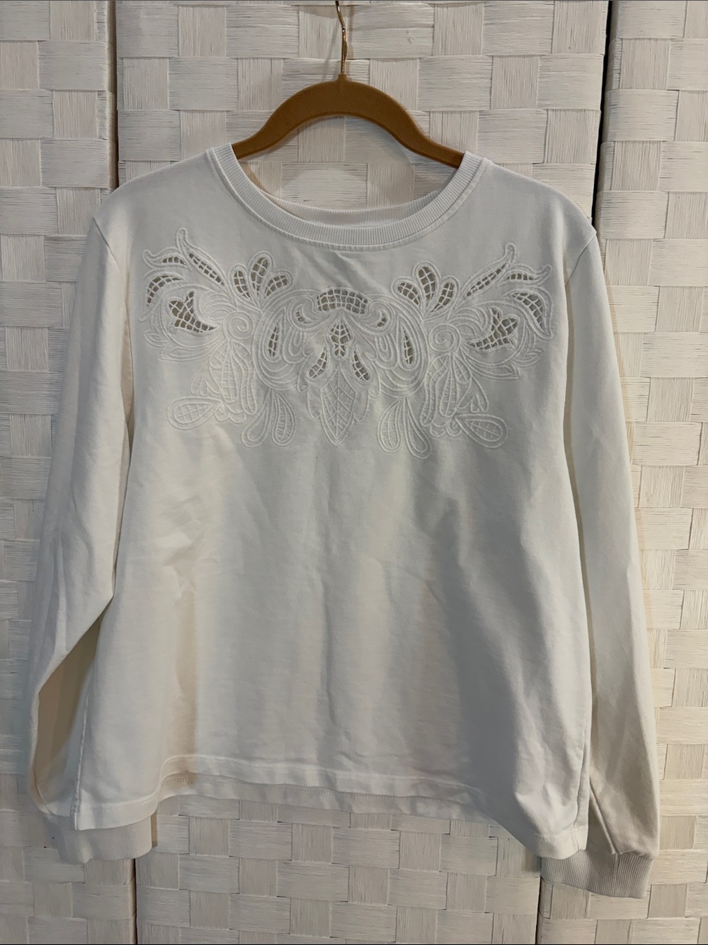 a new day White Embroidered Crewneck Top